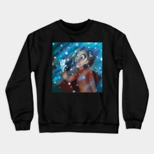 Moonlight Spooked Skeleton Girl in Lights Crewneck Sweatshirt